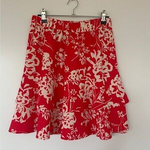Floral Red and White Skirt